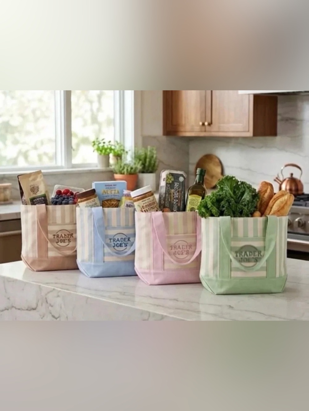 Limited Edition Trader Joe's Striped Mini Canvas Tote Bag - Pick The Color - Picture 2 of 6